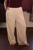 Cream Linen Lace Pants