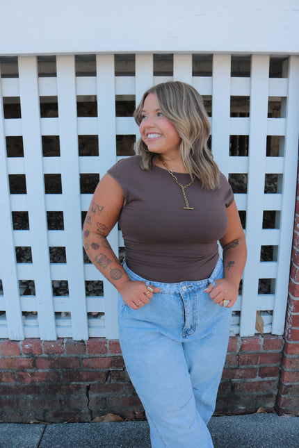 Brown High Neck Body Suit