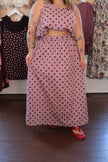 Burgundy Polka Dot Maxi Skirt