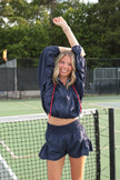 Navy & Red Flowy Athletic Short