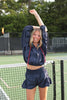 Navy & Red Flowy Athletic Short