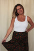 Dark Leafy Patterned Maxi Skirt