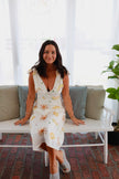 White Martini Print Maxi Dress
