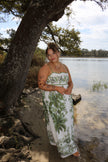 Green Florals Scalloped Maxi Dress