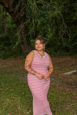 Red & White Striped Maxi Dress