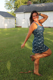 Dark Wash Denim Floral Mini Dress