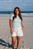 Light Blue Embroidered Seafood Baby Tee