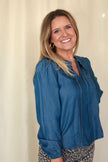 Denim Peter Pan Collared Top
