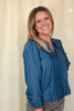 Denim Peter Pan Collared Top