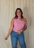 Pink Polka Dot Asymmetrical Top