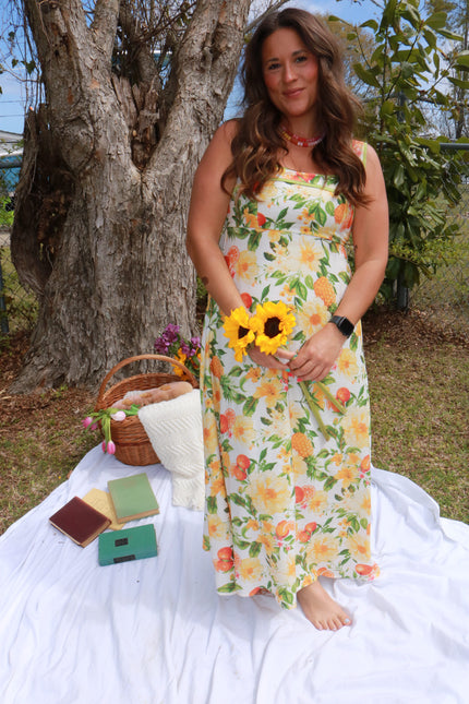 Floral & Fruits Midi Dress