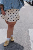 Champagne & Black Polka Dot Mini Skort