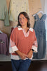 Rust Collared 1/4 Sleeve Sweater