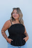 Black Pleated Peplum Tank