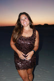 Brown Sequin Mini Dress