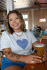 White Blue Gingham Heart Tee