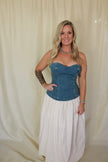 Strapless Denim Corset Maxi Dress