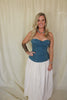 Strapless Denim Corset Maxi Dress
