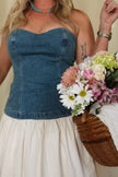 Strapless Denim Corset Maxi Dress