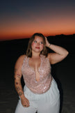 Light Pink Sequin Halter Top