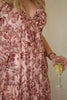 Light Pink & Burgundy Floral Whimsy Maxi Dress