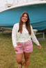 Red & White Striped Drawstring Shorts