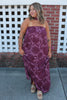 Strapless Burgundy Floral Maxi
