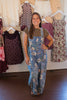 Washed Denim Floral Overalls
