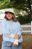 Carolina Blue/White Stripe Off The Shoulder Sweater