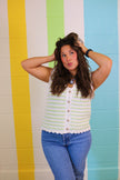 Green/Blue Crocheted Knit Vest