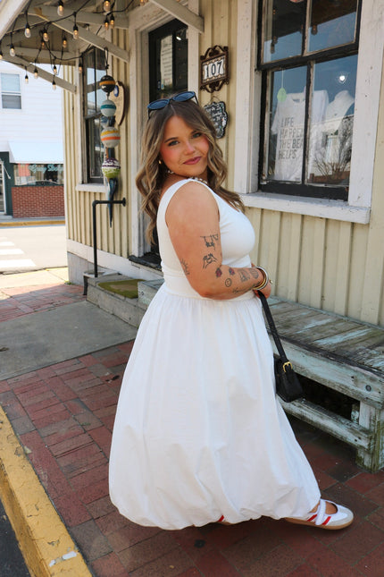 White Bubble Maxi Dress