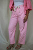 Pink Striped Barrel Pants