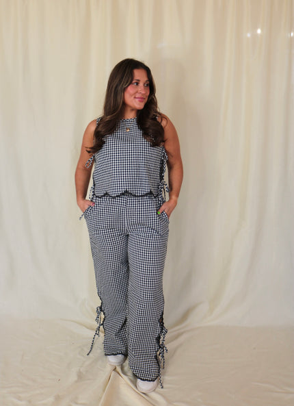 Black & White Gingham Flowy Pants