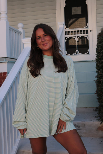 Mint Striped Crewneck
