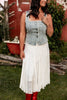 Denim Floral Vest with Lace Details