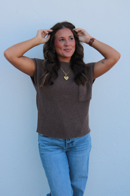 Light Brown Short Sleeve Sweater