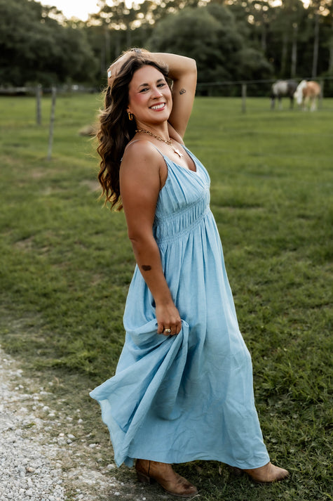 Flowy Denim Maxi Dress