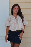 Oatmeal Gingham Bubble Top