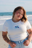 White Beaded Fish Baby Tee