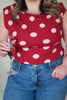 Red/Pink Polka Dot Asymmetrical Sweater Top