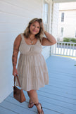Neutral Gingham Mini Dress