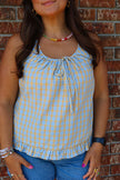 Turquoise & Yellow Gingham Baby Doll Tank