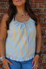 Turquoise & Yellow Gingham Baby Doll Tank
