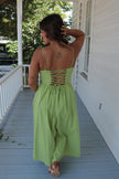 Green Pleated Bodice Maxi Dress