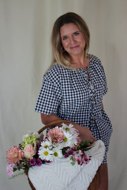Gingham Tie Top