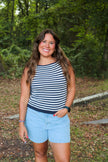 Navy/White Stripe Knit Tank