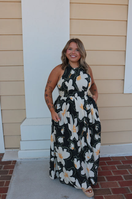 Emerald Green Floral Maxi Dress