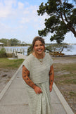 Olive/Cream Striped Cropped Top