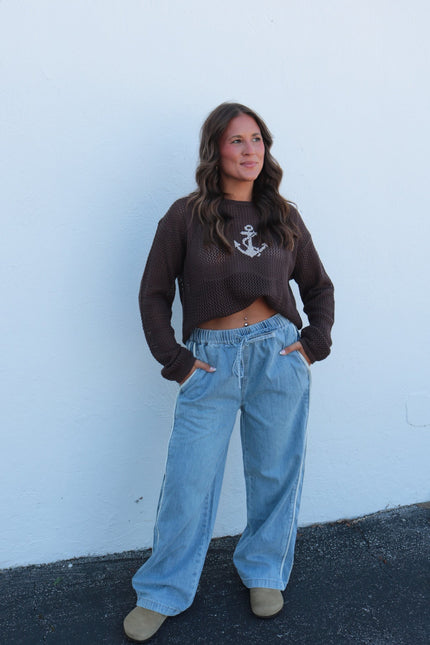 Chocolate Brown Crocheted Top