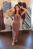 Brown Mini Polka Dot Maxi Skirt